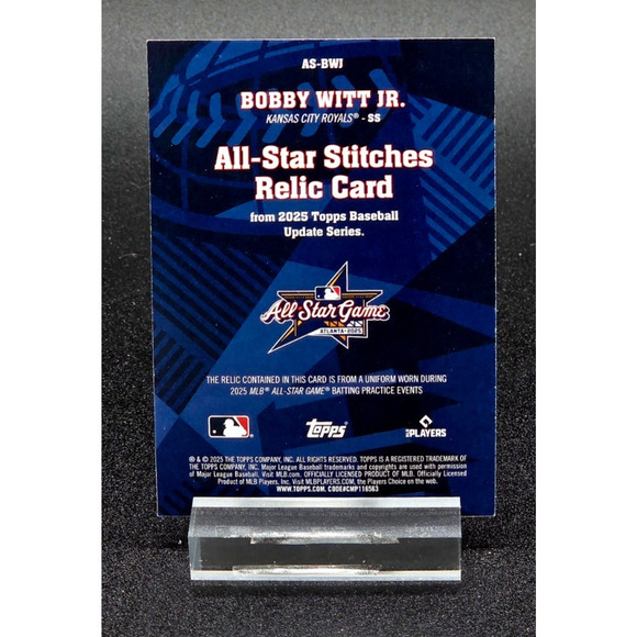 RARE 2025 Bobby Witt Jr All Star Stitches SSP Topps Update Relic Case Hit Royals - Picture 2 of 2